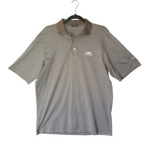 Marbas 100% Cotton Polo Shirt Mens Tan Blue Embroidered Logo Size Large